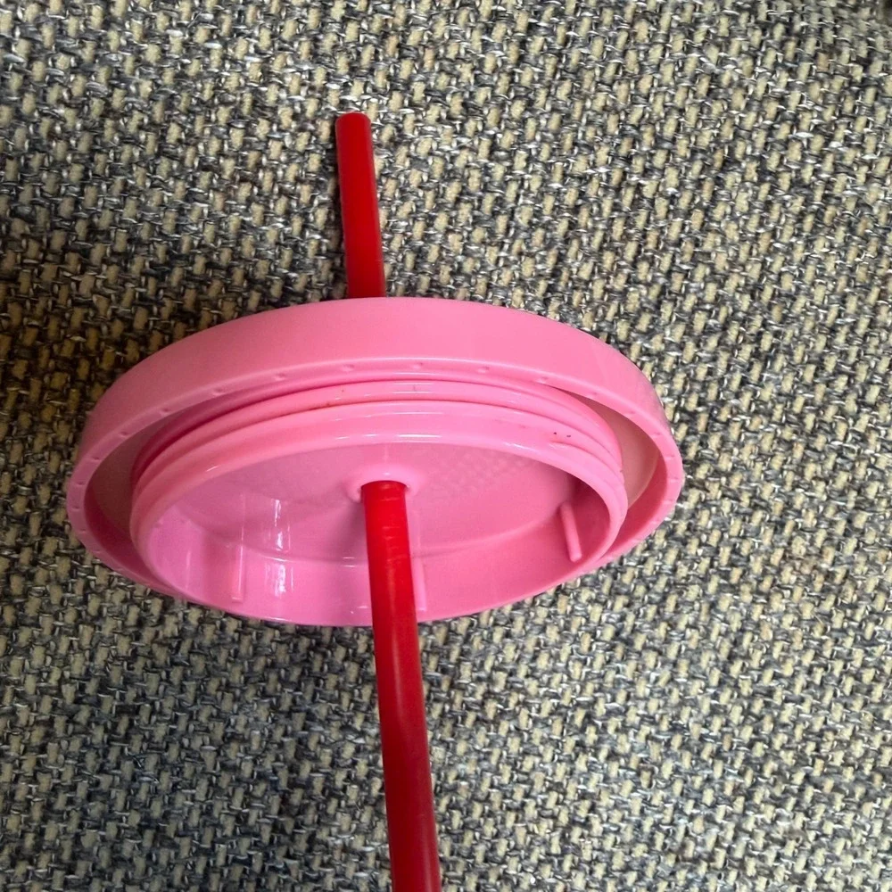 Starbucks Valentine Gold Metallic Heart Cold Cup Tumbler 16oz Pink Lid Red Straw
